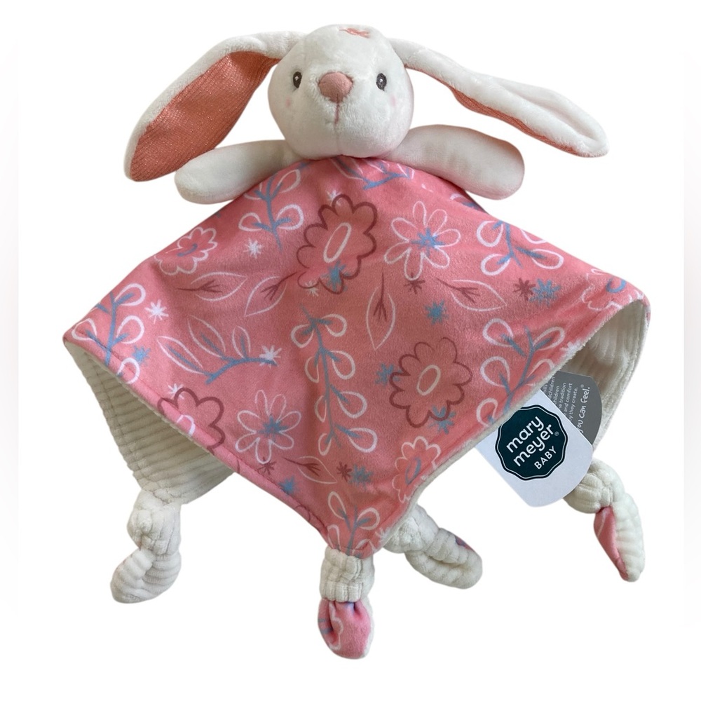 NEW Mary Meyer Baby Bella Bunny 13" Lovey Blanket Knotted Pink White 44681 TAGS
